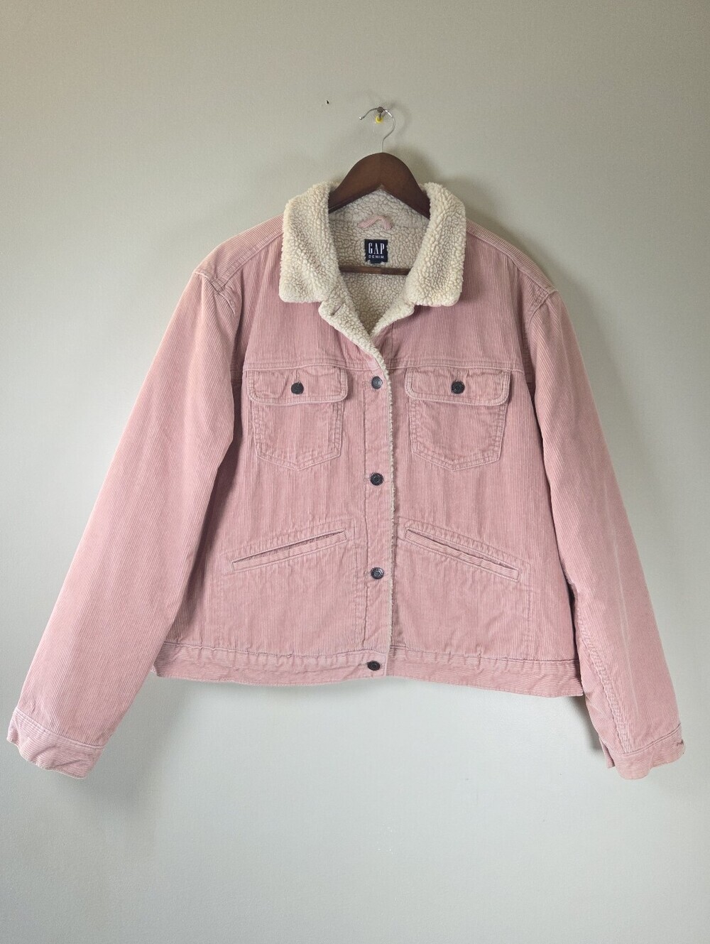 GAP Vintage Sherpa-Lined Corduroy Icon Jacket Pink Size XXL women's Fall Winter - Picture 2 of 11